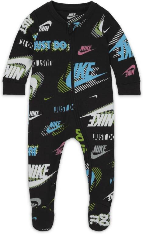 Nike Active Joy Coverall met voetjes voor baby's (3-6 maanden) Zwart