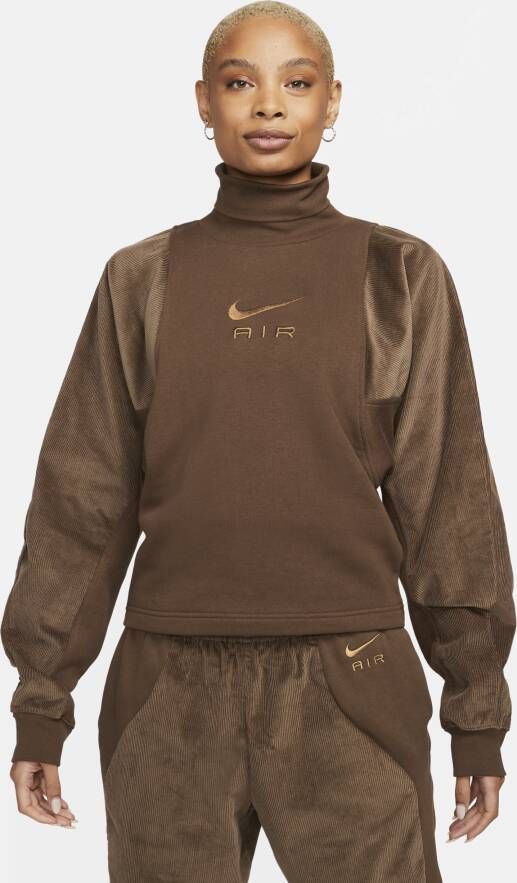Nike Corduroy Fleece Turtleneck Sweatshirt Vrouwen Brown Dames
