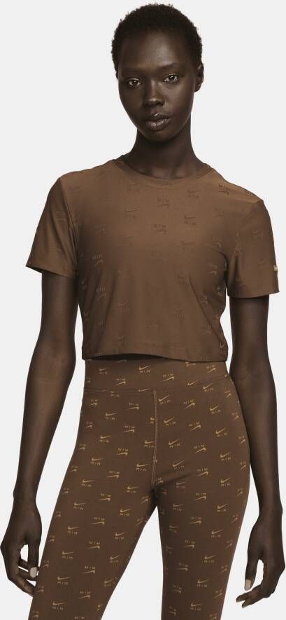 Nike Air Croptop met korte mouwen voor dames Bruin