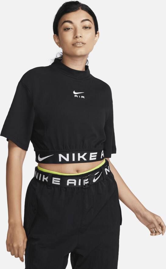 Nike Air croptop met korte mouwen voor dames Zwart