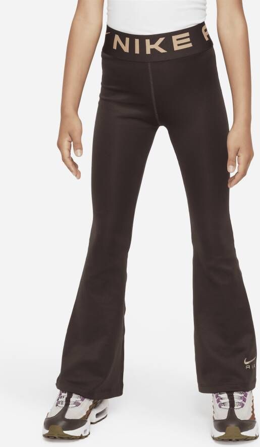 Nike Air Essential legging met hoge taille en wijd uitlopende pijpen voor meisjes Bruin