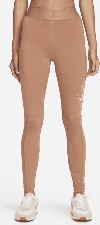 Nike Air Legging met hoge taille en graphic voor dames Bruin