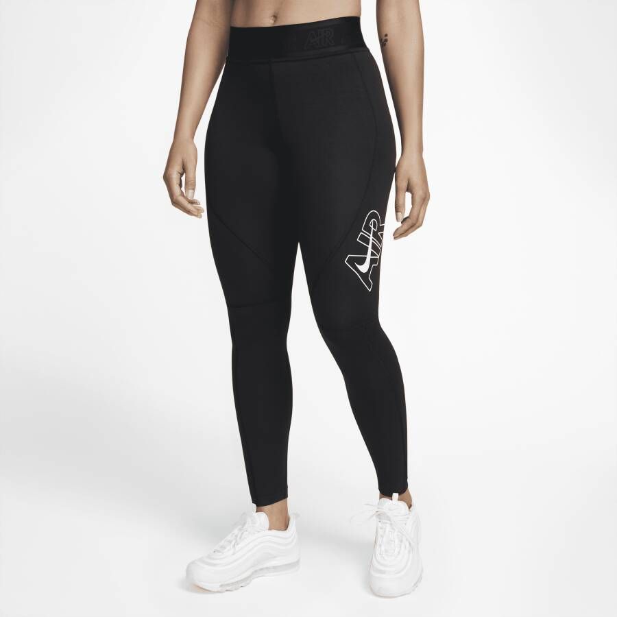 Nike Air Legging met hoge taille en graphic voor dames Zwart