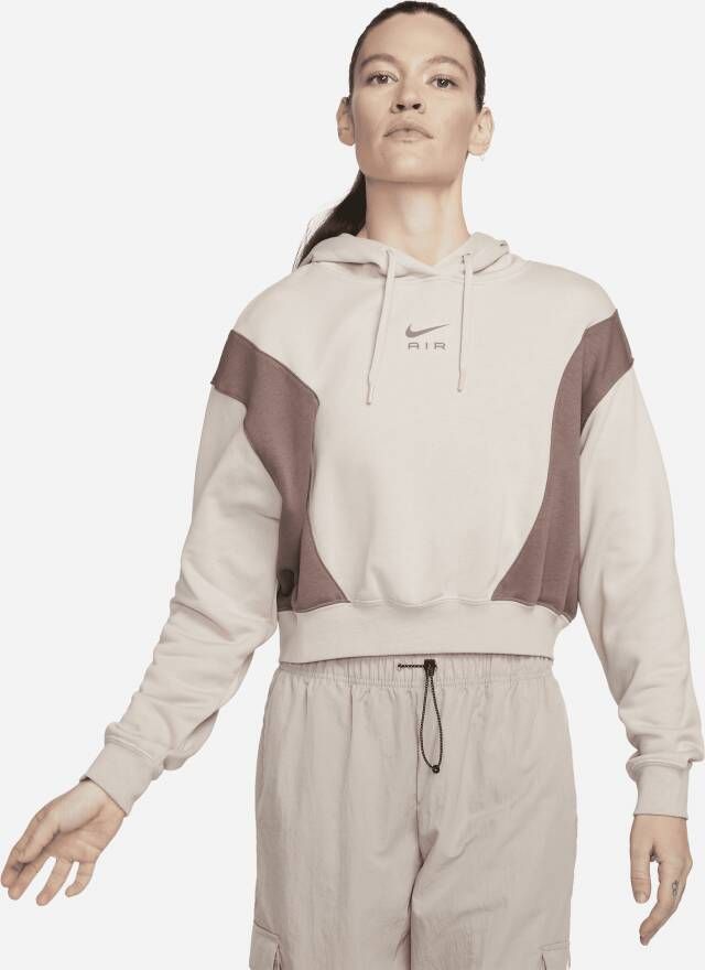 Nike Air Oversized korte fleecehoodie voor dames Bruin