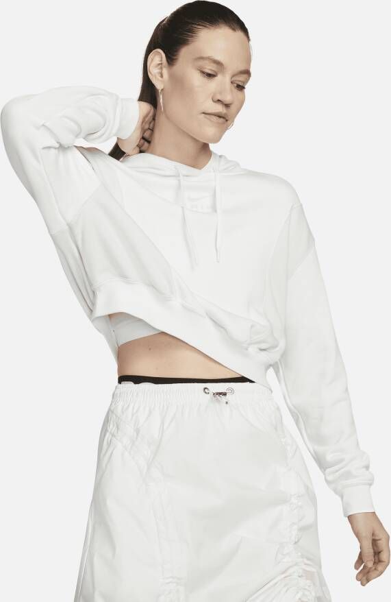 Nike Air Oversized korte fleecehoodie voor dames Wit