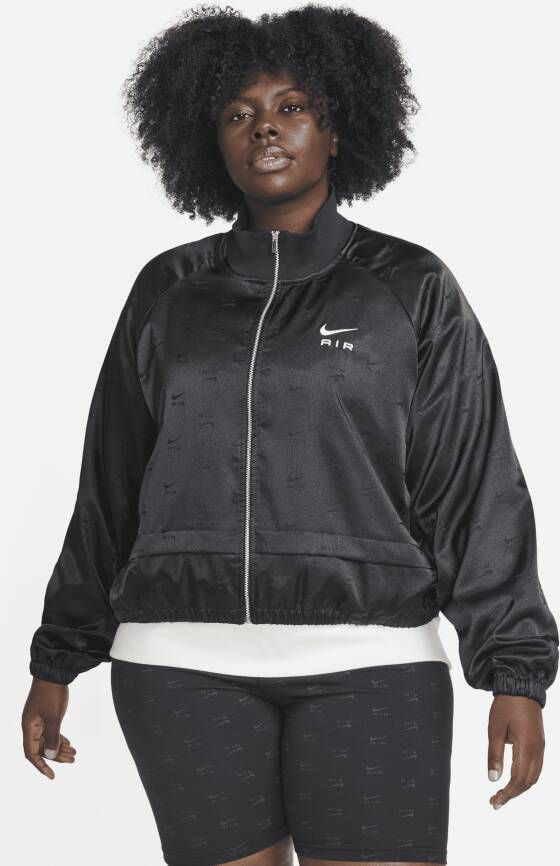 Nike Air Satijnen jack met rits over de hele lengte voor dames (Plus Size) Zwart