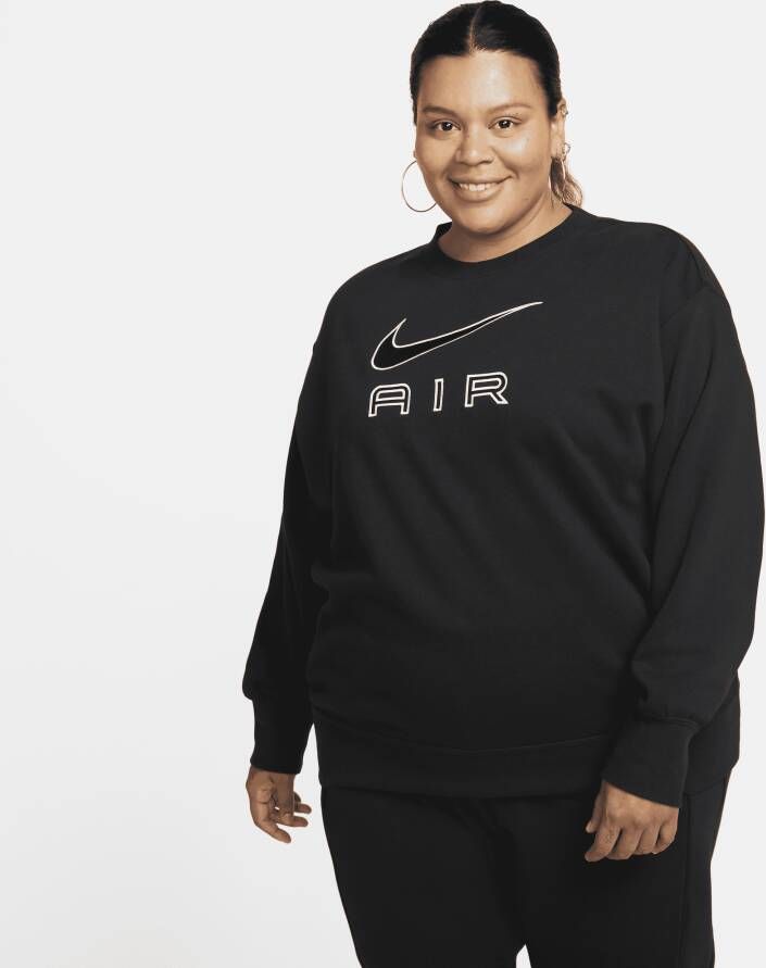 Nike Air Sweatshirt van sweatstof met ronde hals voor dames (Plus Size) Zwart