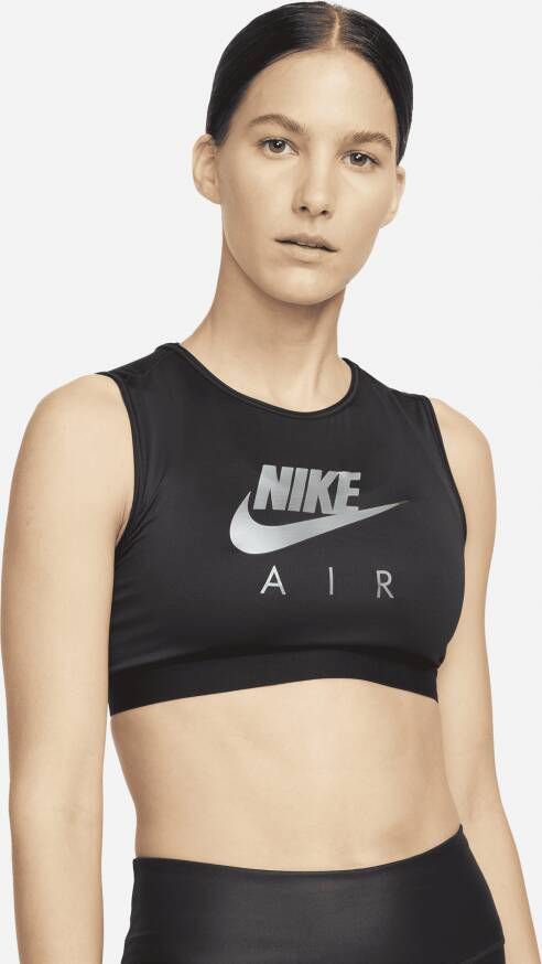 Nike Air Swoosh Sport-bh met hoge hals en medium ondersteuning Zwart