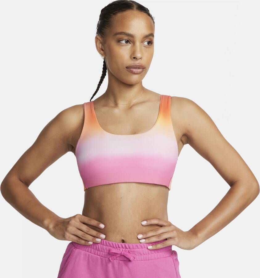 Nike Alate All U Licht gevoerde sport-bh met U-vormige hals lichte ondersteuning en print Roze