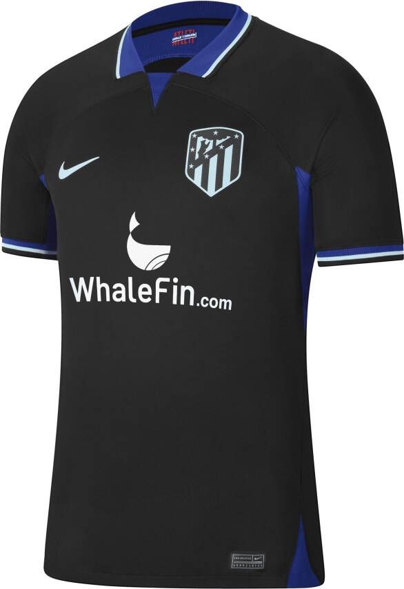 Nike Atlético de Madrid 2022 23 Stadium Uit voetbalshirt met Dri-FIT voor heren Zwart