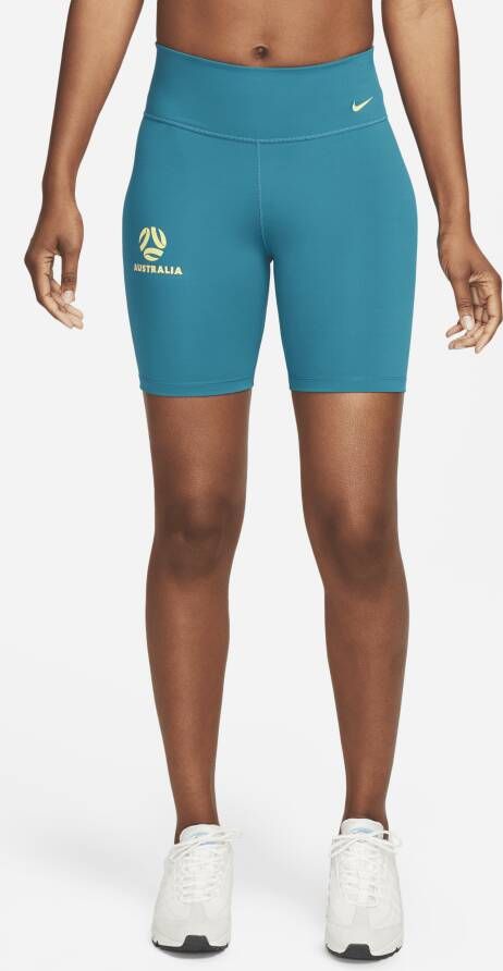 Nike Australië One bikershorts met halfhoge taille voor dames (18 cm) Blauw