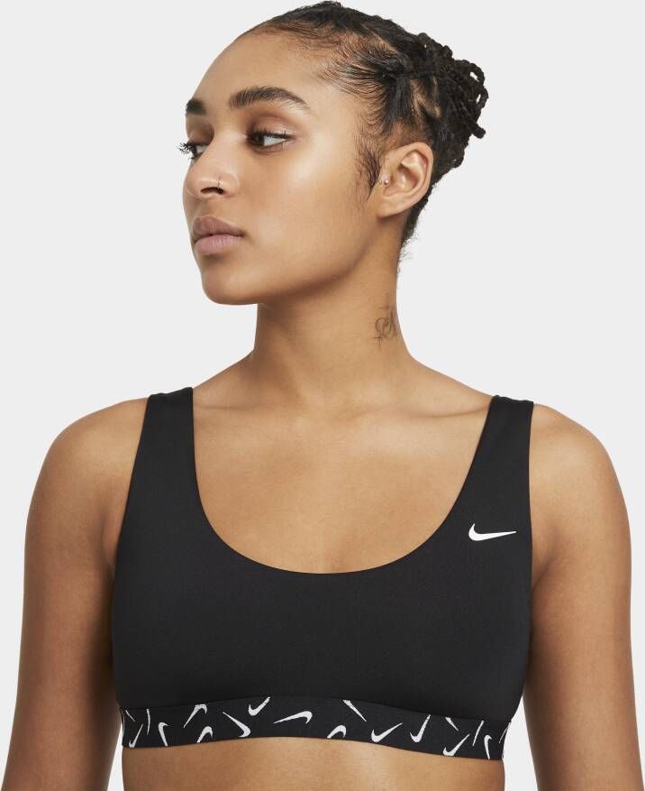 Nike Bikinitop met diepe hals Zwart