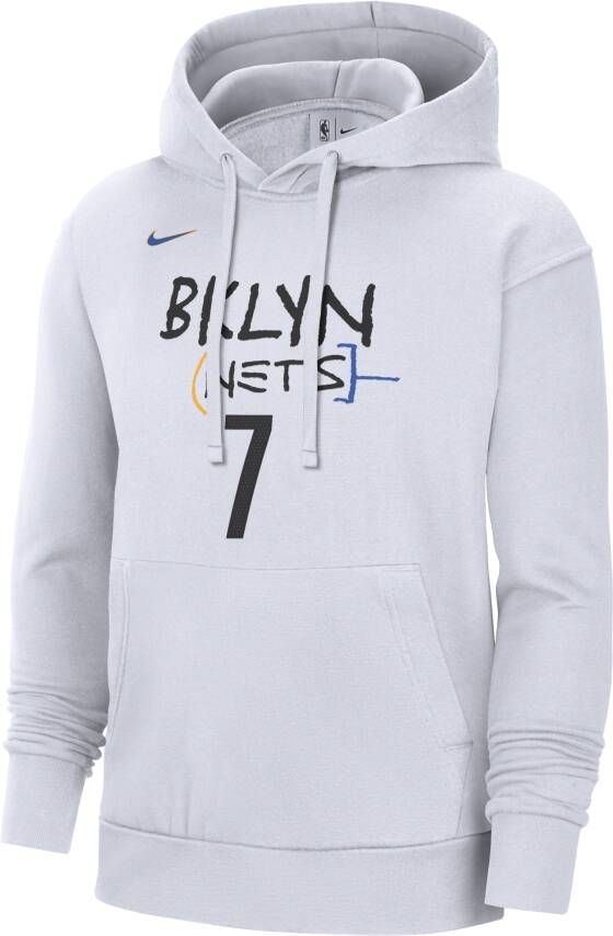 Nike Brooklyn Nets City Edition NBA-fleecehoodie voor heren Wit