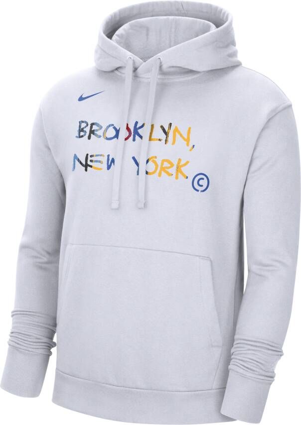 Nike Brooklyn Nets City Edition NBA-fleecehoodie voor heren Wit