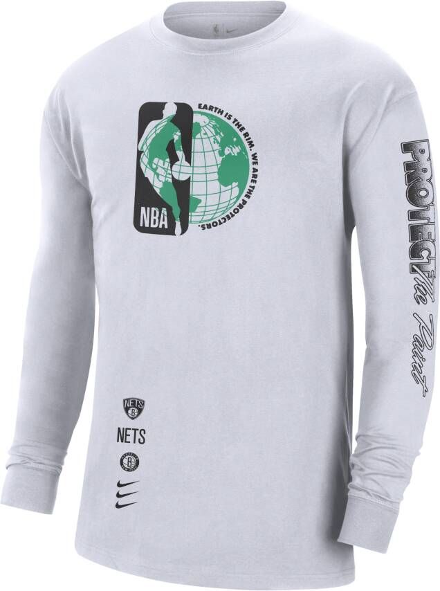 Nike Brooklyn Nets Courtside Max90 NBA-herenshirt met lange mouwen Wit