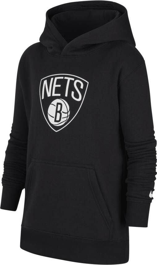Nike Brooklyn Nets NBA-hoodie van fleece voor kids Zwart