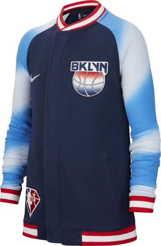 Nike Brooklyn Nets Showtime Dri-FIT NBA-kinderjack met lange mouwen Blauw