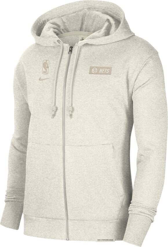 Nike Brooklyn Nets Standard Issue Dri-FIT NBA-hoodie met rits over de hele lengte voor heren Grijs