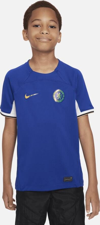 Nike Chelsea FC 2023 24 Stadium Thuis Dri-FIT voetbalshirt voor kids Blauw