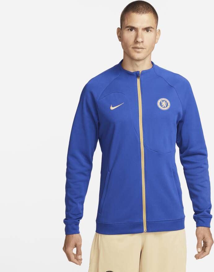 Nike Chelsea FC Academy Pro knit voetbaljack met rits over de hele lengte voor heren Blauw