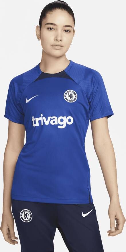 Nike Chelsea FC Strike Dri-FIT voetbaltop met korte mouwen voor dames Blauw