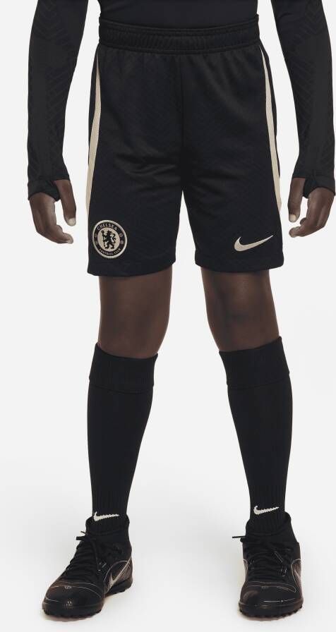 Nike Chelsea FC Strike knit voetbalshorts met Dri-FIT voor kids Zwart