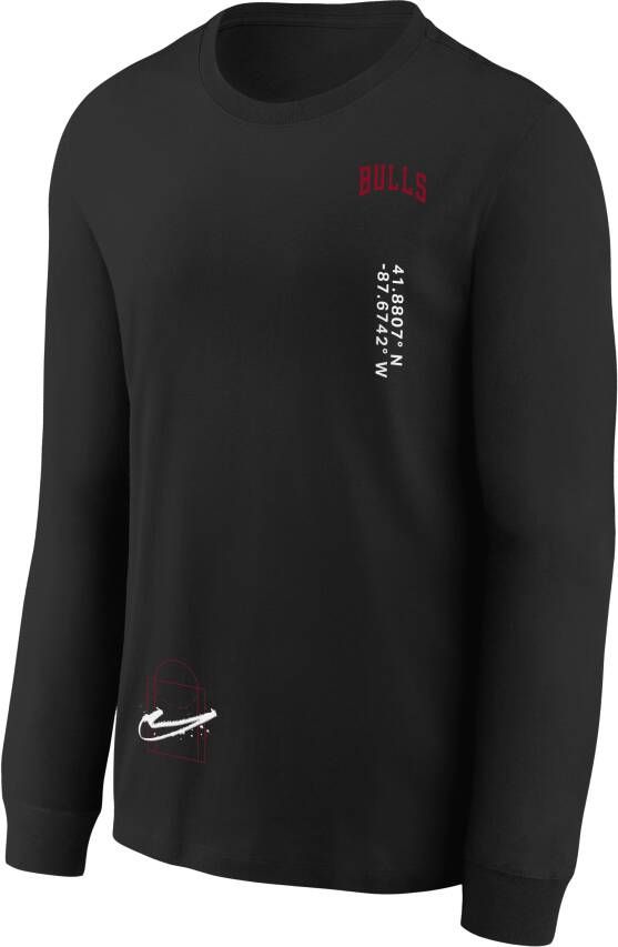 Nike Chicago Bulls Courtside Max90 NBA-shirt met lange mouwen voor jongens Zwart
