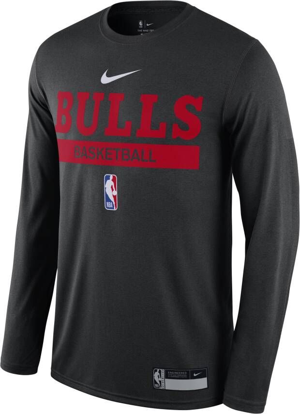 Nike Chicago Bulls NBA-trainingsshirt met Dri-FIT en lange mouwen voor heren Zwart