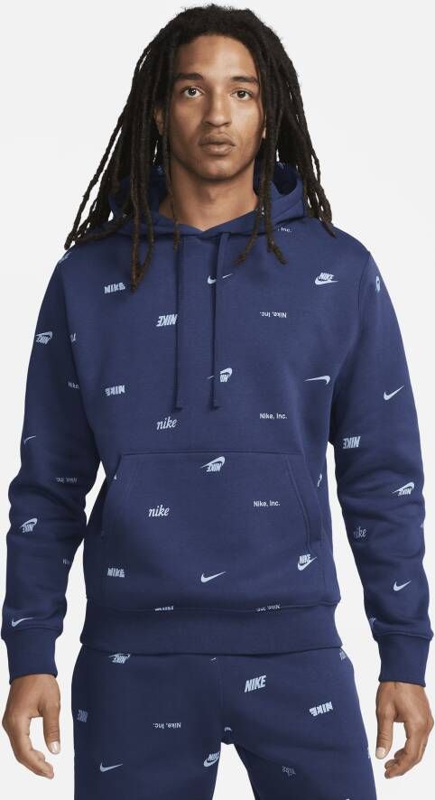 Nike Club Fleece hoodie met volledige print voor heren Blauw