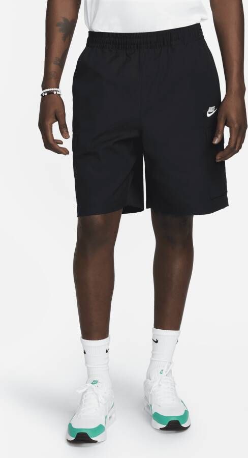 Nike Club geweven cargoshorts voor heren Zwart