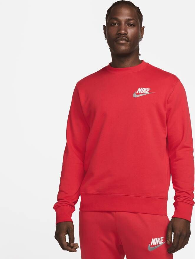 Nike Club herentop van sweatstof met ronde hals Rood