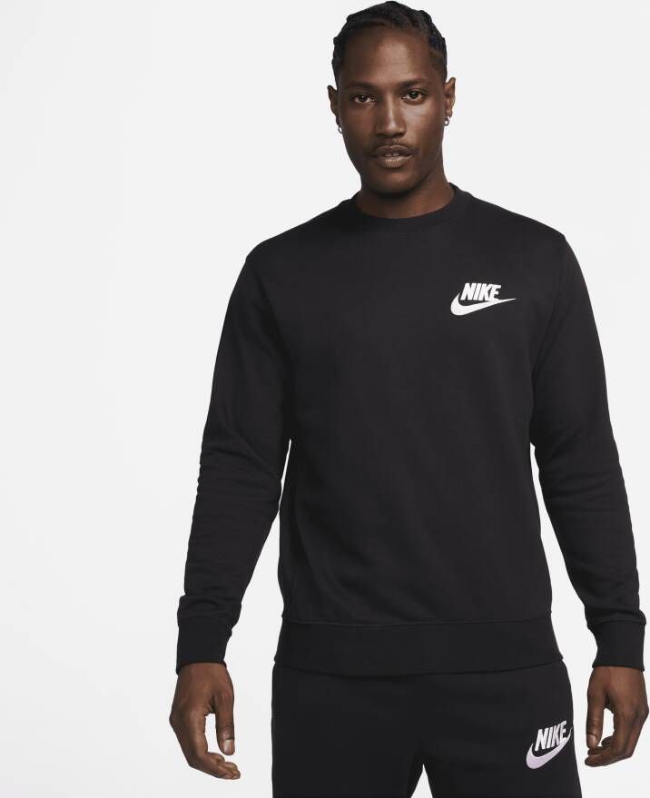 Nike Club herentop van sweatstof met ronde hals Zwart
