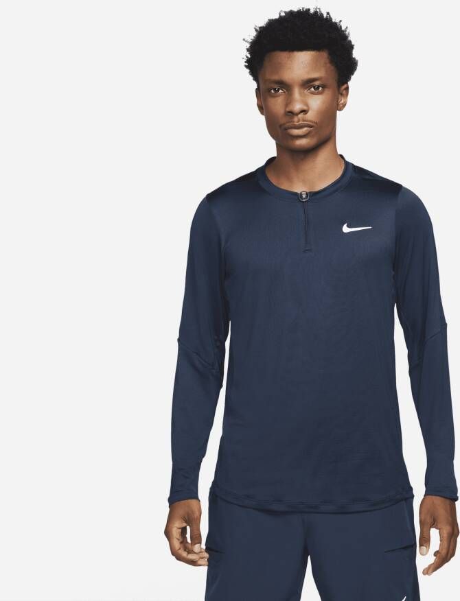 Nike Court Dri-FIT Advantage Tennistop met halflange rits voor heren Blauw