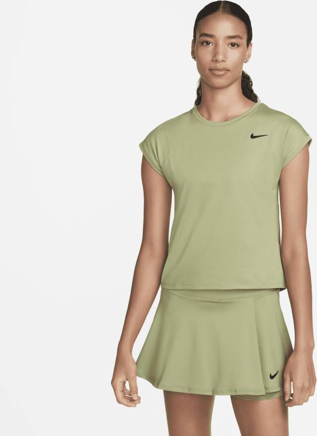 Nike Court Dri-FIT Victory Tennistop met korte mouwen voor dames Groen