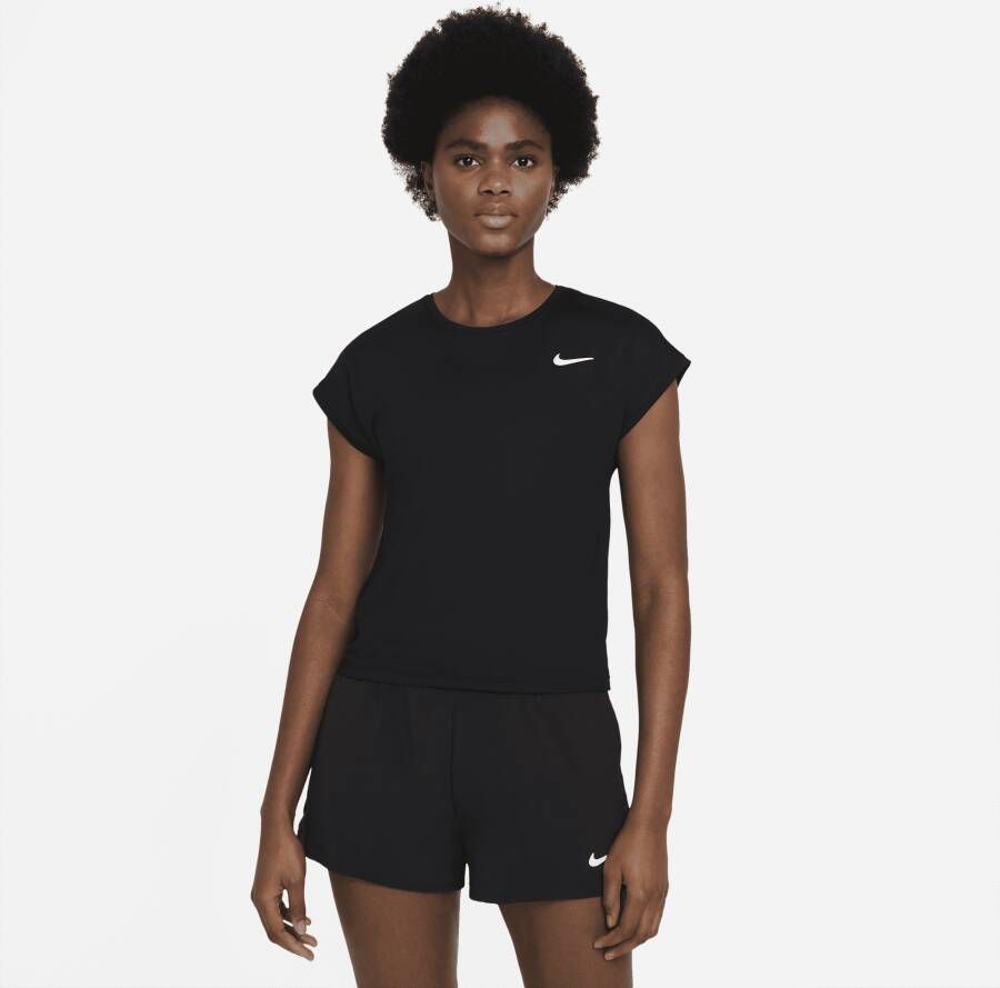 Nike Court Dri-FIT Victory Tennistop met korte mouwen voor dames Zwart