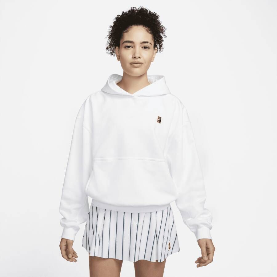 Nike Court Tennishoodie van fleece voor dames Wit