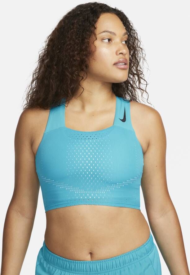 Nike Dri-FIT ADV AeroSwift Hardloopcroptop voor dames Blauw