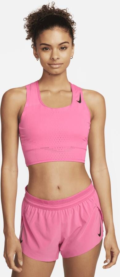 Nike Dri-FIT ADV AeroSwift Hardloopcroptop voor dames Roze