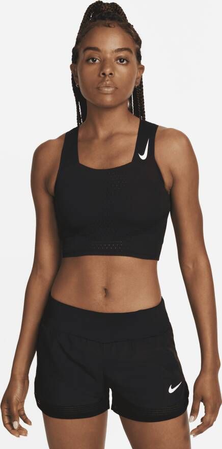 Nike Dri-FIT ADV AeroSwift Hardloopcroptop voor dames Zwart
