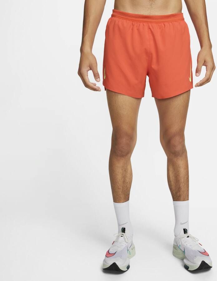 Nike Dri-FIT ADV AeroSwift Racingshorts met binnenbroek voor heren (10 cm) Oranje