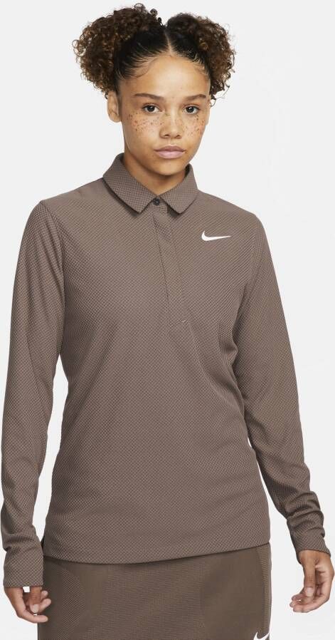 Nike Dri-FIT ADV Tour Golfpolo met lange mouwen voor dames Bruin