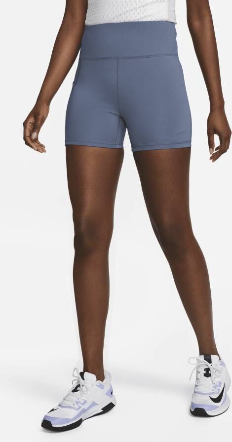 Nike Dri-FIT Advantage Tennisshorts met hoge taille voor dames (10 cm) Blauw