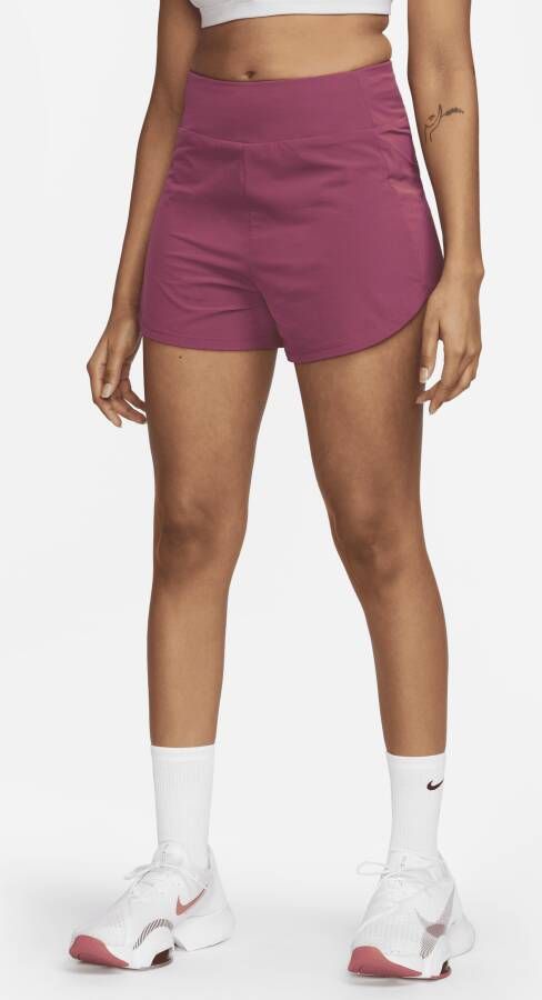 Nike Bliss Dri-FIT fitnessshorts met hoge taille en binnenbroekje voor dames (8 cm) Rood