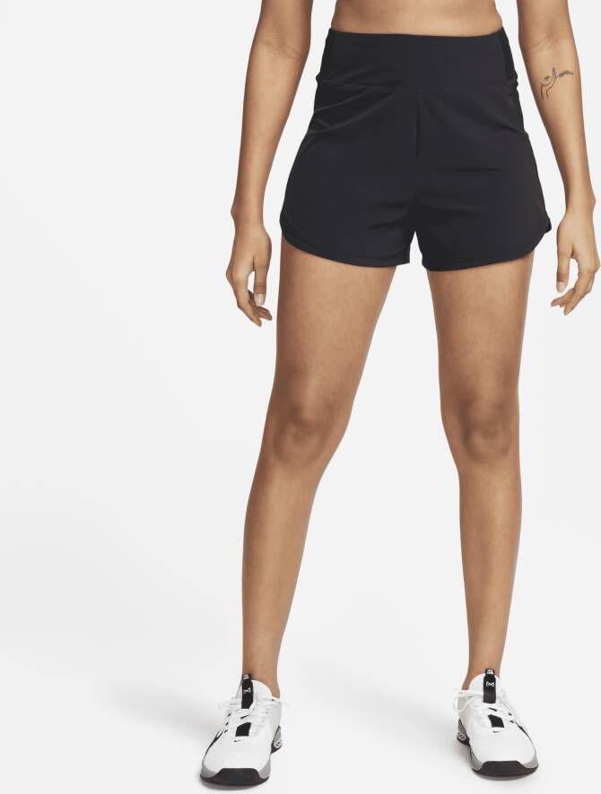 Nike Bliss Dri-FIT fitnessshorts met hoge taille en binnenbroekje voor dames (8 cm) Zwart