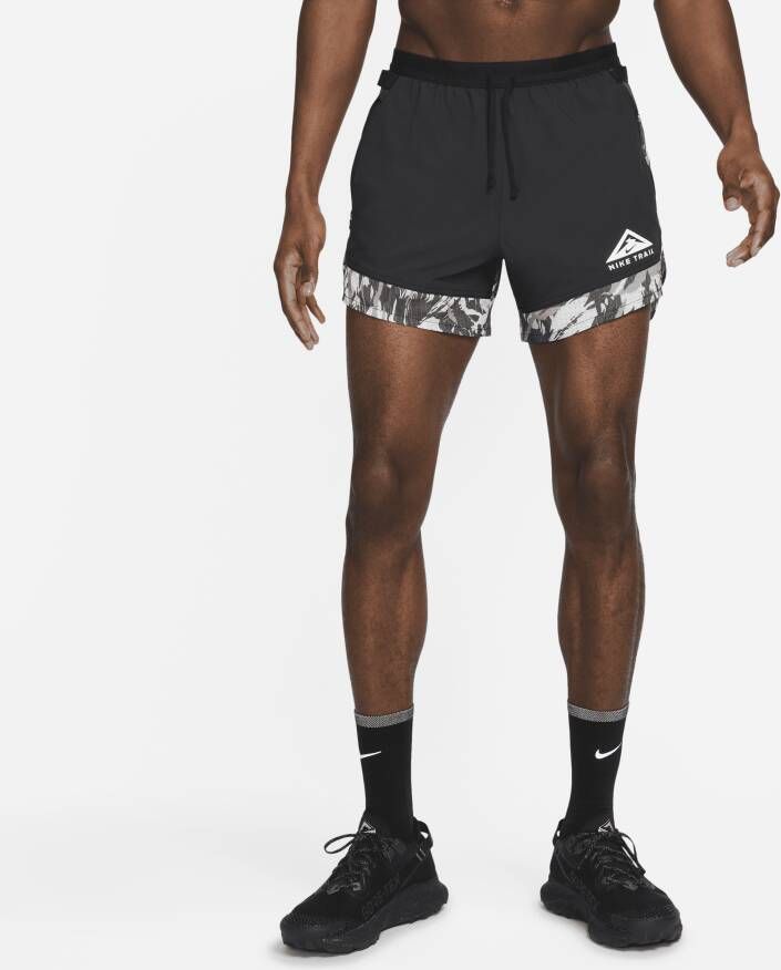 Nike Dri-FIT Flex Stride Trailrunningshorts met binnenbroek voor heren (13 cm) Zwart