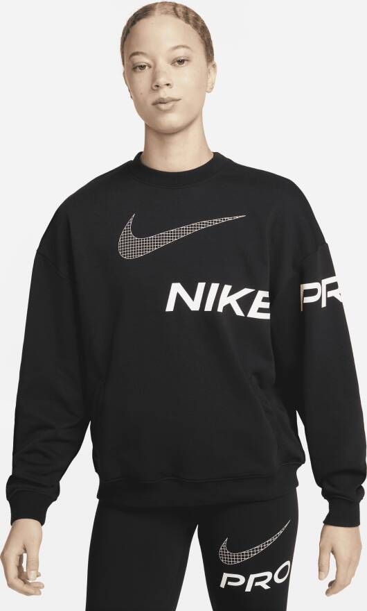 Nike Dri-FIT Get Fit Sweatshirt van sweatstof met ronde hals en graphic voor dames Zwart