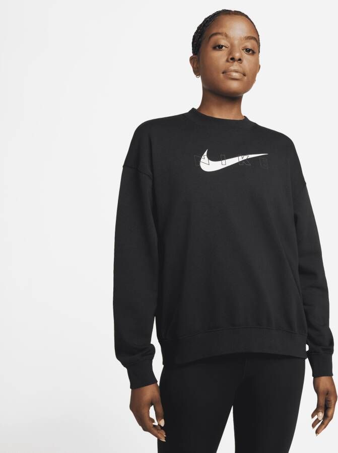 Nike Dri-FIT Get Fit Trainingsshirt met ronde hals en graphic voor dames Zwart