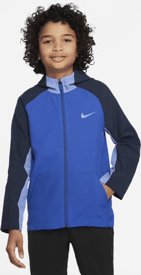 Nike Dri-FIT Geweven trainingsjack voor jongens Blauw