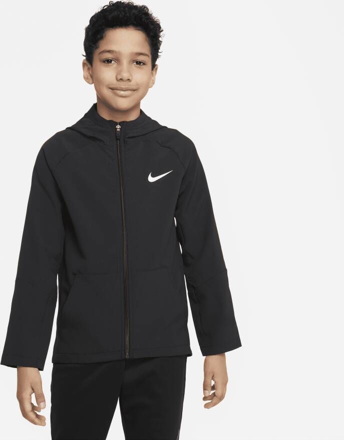 Nike Dri-FIT Geweven trainingsjack voor jongens Zwart