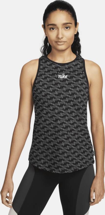 Nike Dri-FIT Icon Clash Trainingstanktop met hoge hals voor dames Zwart
